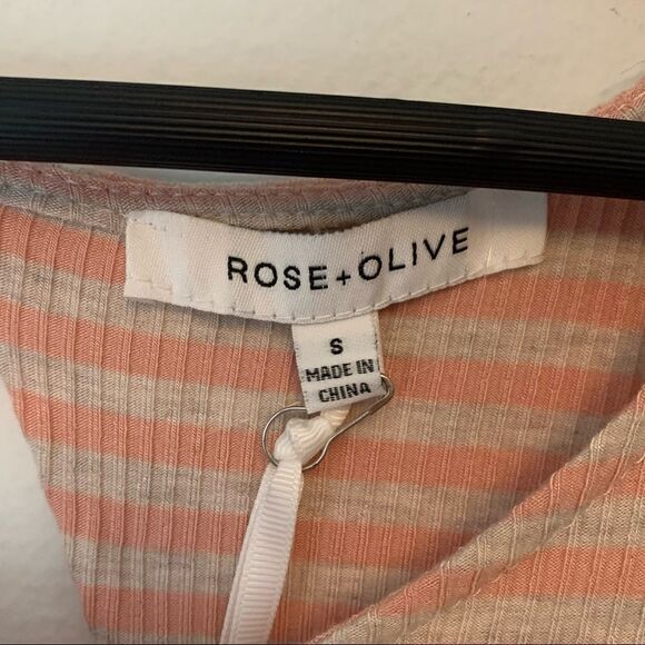 Rose + Olive Jersey Knit Open Back Stripe Tank Top - Picture 3 of 7